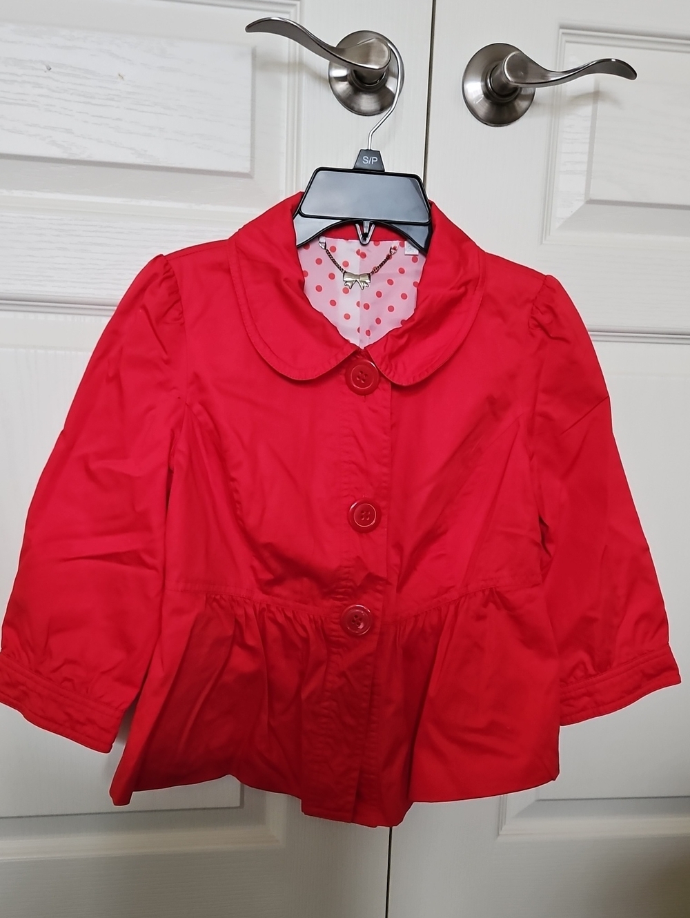 Forever 21 Vibrant Red Peplum Button-Up Trench Jacket Blazer-S